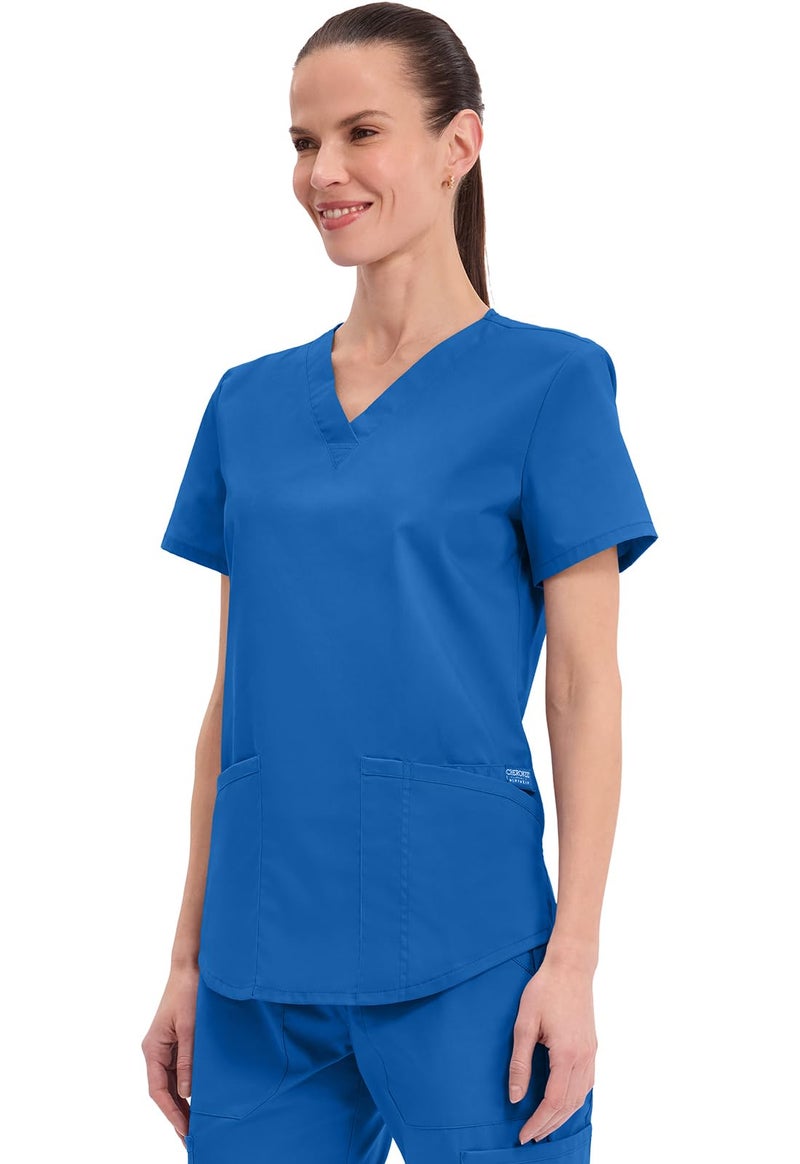 CHEROKEE Workwear Professionals Women Scrubs Top V-Neck WW665, M, Royal - Image 3